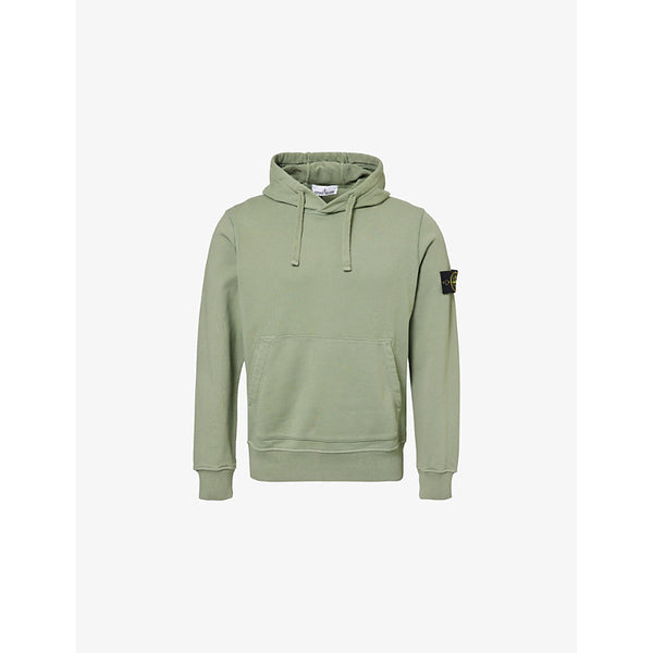 Stone Island Brand-Badge Kangaroo-Pocket Cotton-Jersey Hoody