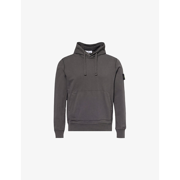 Stone Island Brand-Patch Kangaroo-Pocket Relaxed-Fit Cotton-Jersey Hoody