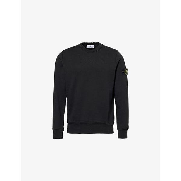 Stone Island Crewneck Brand-Badge Cotton-Jersey Sweatshirt