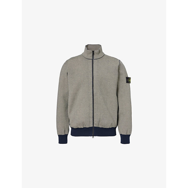 Stone Island Funnel-Neck Brand-Badge Cotton Cardigan