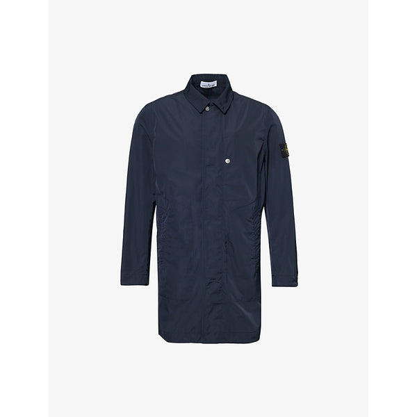 Stone Island Spread-Collar Brand-Badge Shell Coat