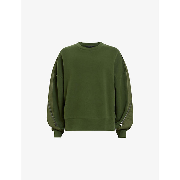 Allsaints Peggy zip-sleeve organic-cotton sweatshirt