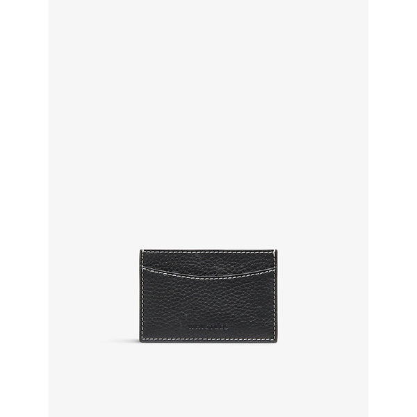 Whistles Logo-debossed square leather card holder 10.5cm