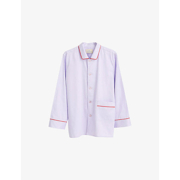 Hay Outline Contrast-Piping Cotton Pyjama Shirt