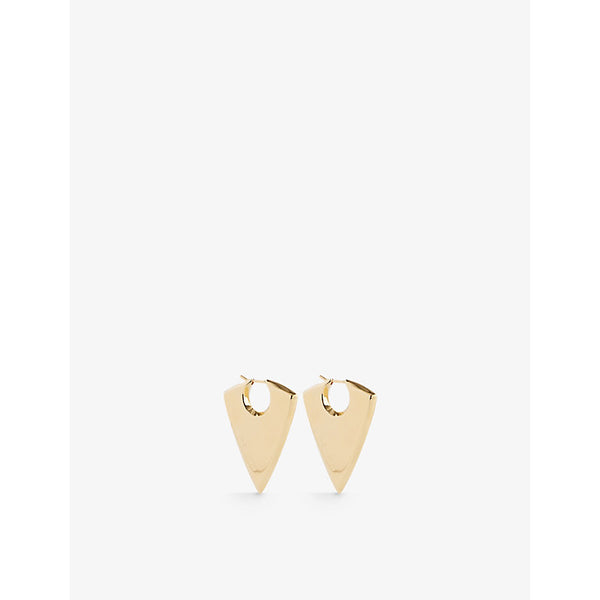 Alexander Mcqueen Arrow Brand-Text Polished Brass Hoop Earrings