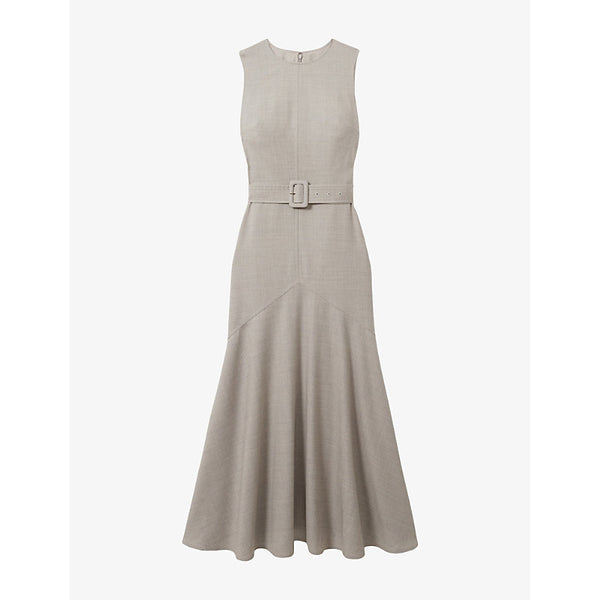 Reiss Danni Flared-Hem Cotton-Blend Midi Dress