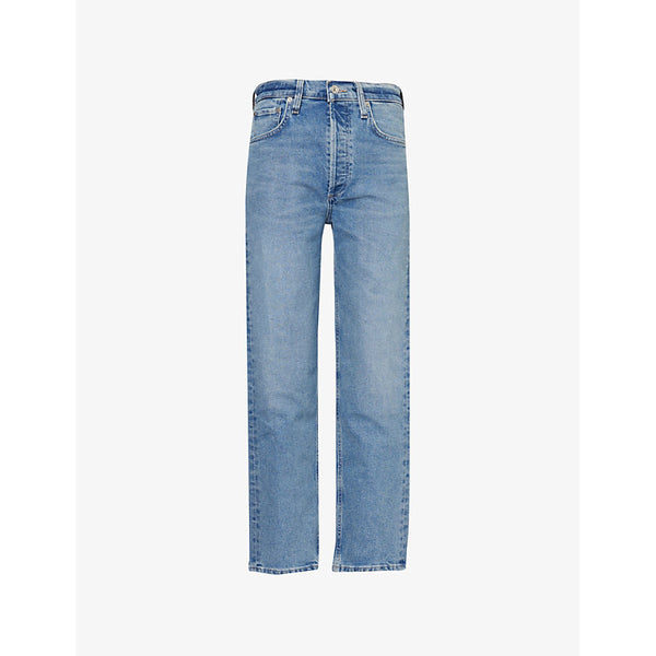 Citizens Of Humanity Delfina Brand-Patch Mid-Rise Straight-Leg Denim Jeans