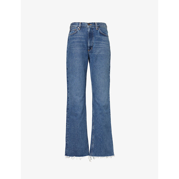 Agolde Leena Fringed-Cuffs Straight-Leg Mid-Rise Denim-Blend Jeans