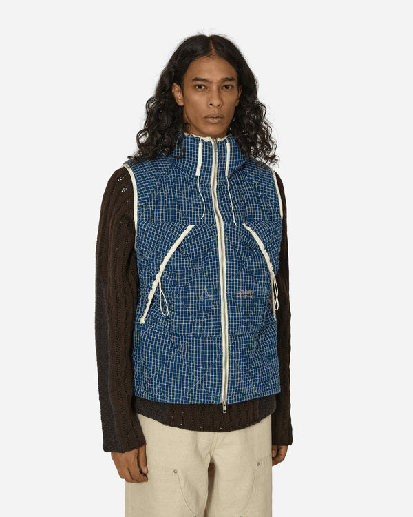 ROA Story mfg. Puffer Vest Indigo Check