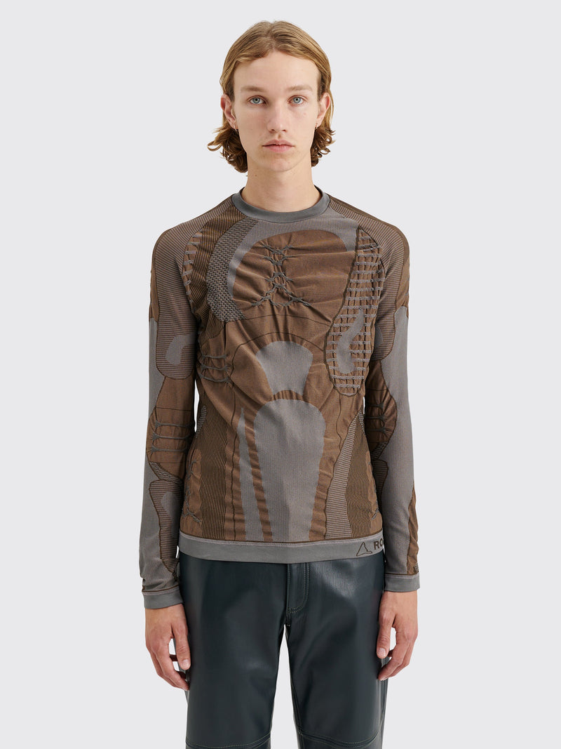 ROA Roundneck 3D Knit Sweater Brown Grey