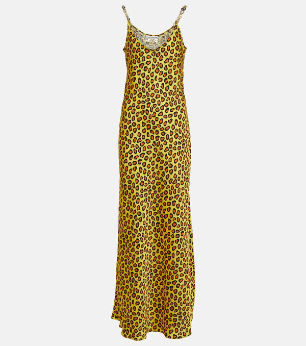 Rabanne Chain-detail leopard-print satin slip dress | LYBSTORE