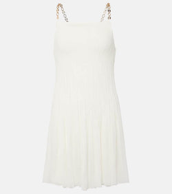 Rabanne Chain-detail pleated silk-blend minidress