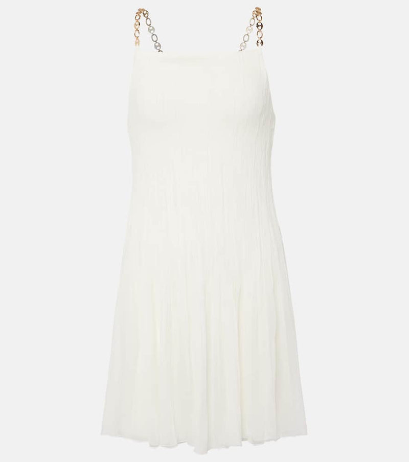 Rabanne Chain-detail pleated silk-blend minidress