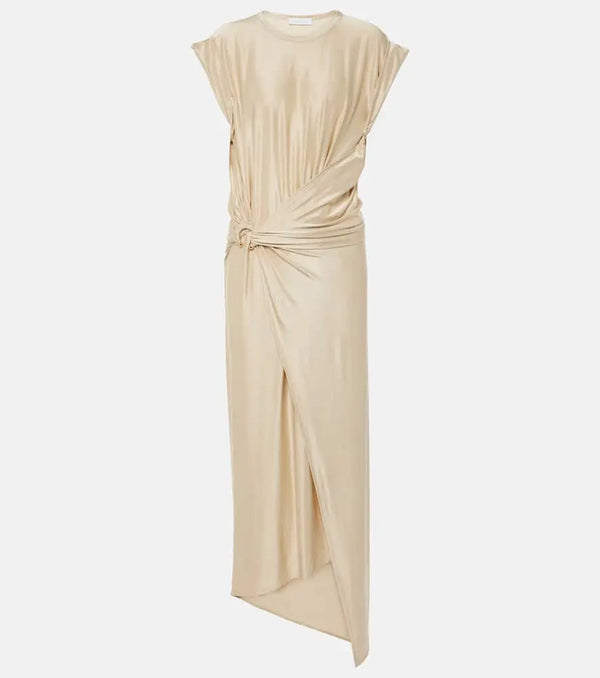 Rabanne Draped asymmetric urania midi dress | LYBSTORE