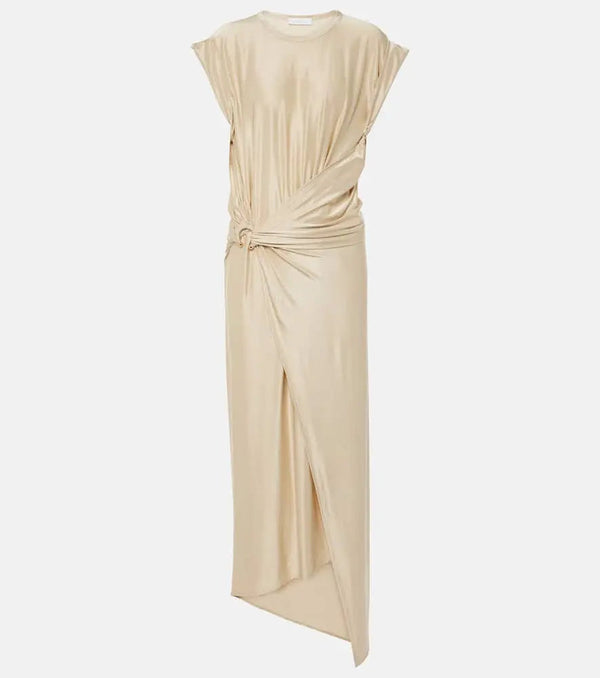 Rabanne Draped asymmetric urania midi dress | LYBSTORE