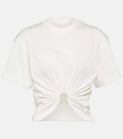 Rabanne Embellished cotton jersey crop top | LYBSTORE