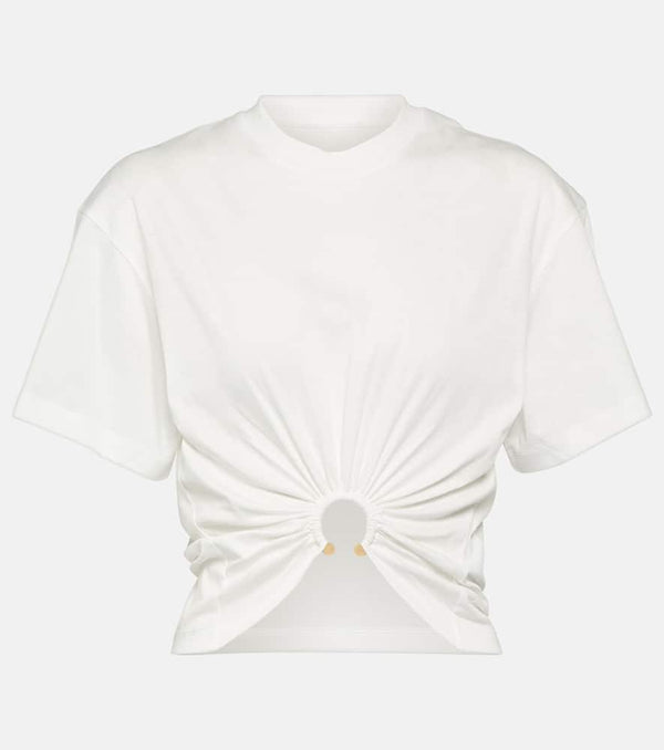 Rabanne Embellished cotton jersey crop top