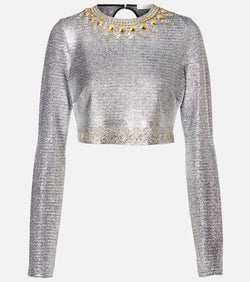 Rabanne Embellished lamé crop top