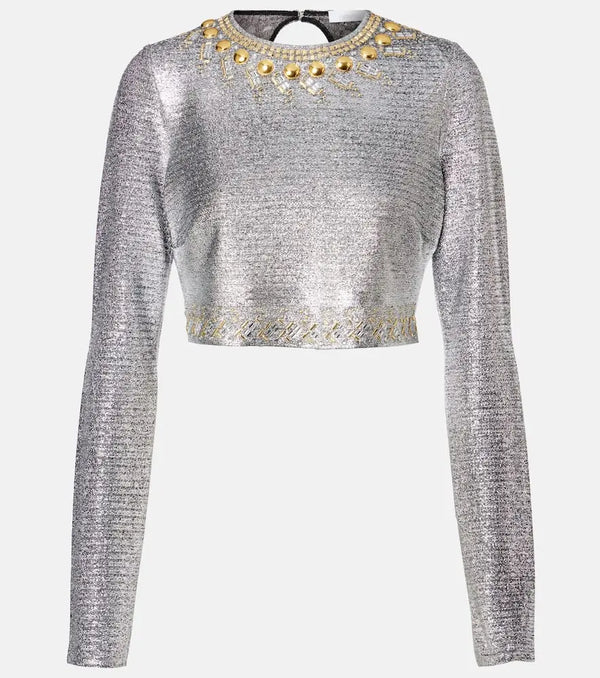 Rabanne Embellished lamé crop top