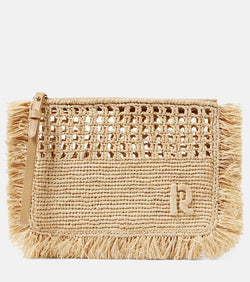 Rabanne Fringed raffia pouch