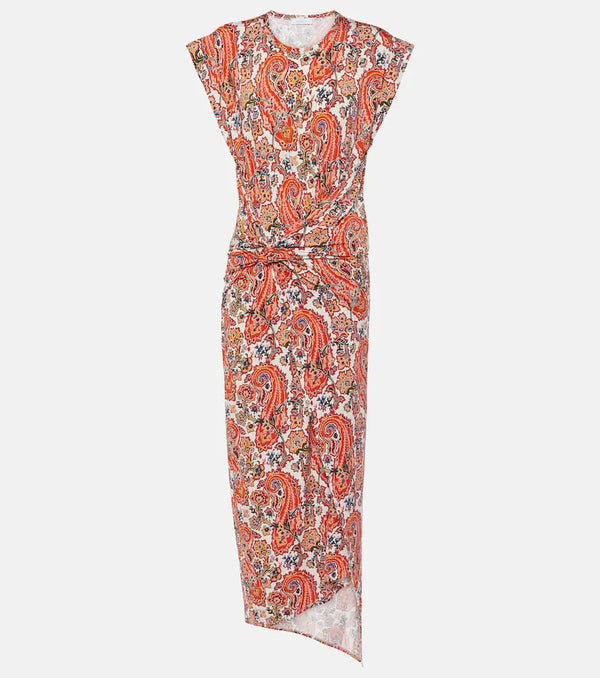 Rabanne Gathered paisley jersey midi dress | LYBSTORE