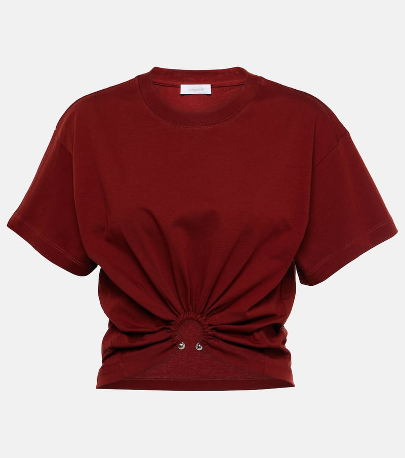 Rabanne Ring-detail cotton jersey crop top