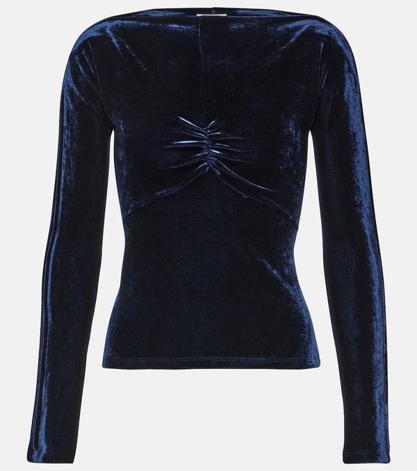 Rabanne Ruched off-shoulder velvet top