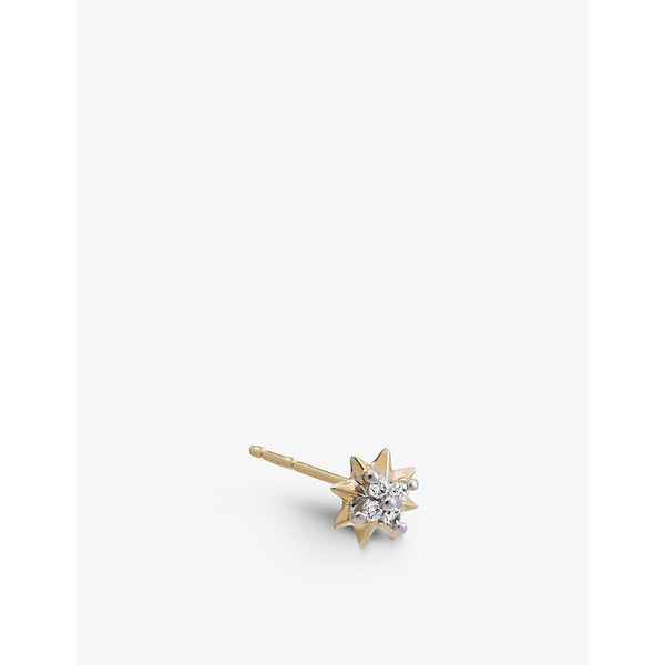 Rachel Jackson Solid 9ct yellow gold and .0268ct diamond star stud earring