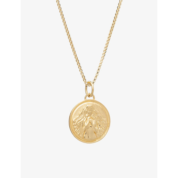 Womens Rachel Jackson Zodiac Coin Virgo short 22ct gold-plated sterling silver necklace