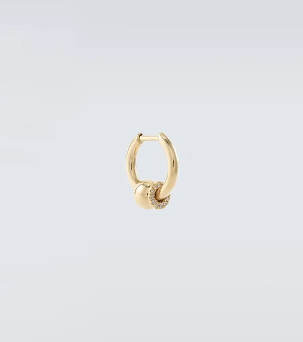 Rainbow K 14kt gold hoop earring with diamonds | LYBSTORE