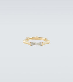 Rainbow K Bamboo 14kt gold ring with diamonds