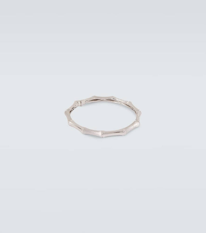 Rainbow K Bamboo 14kt white gold bangle with diamonds