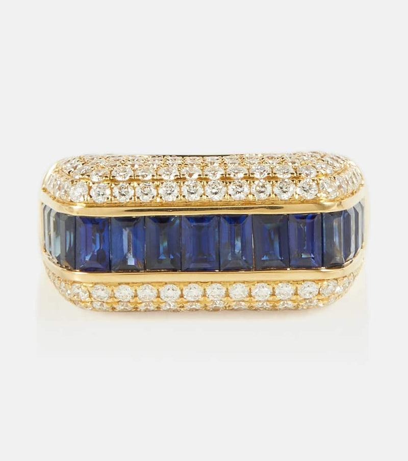 Rainbow K Empress 18kt gold ring with diamonds and sapphires