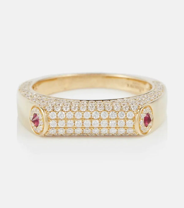 Rainbow K Grace 14kt gold ring with diamonds and rubies | LYBSTORE