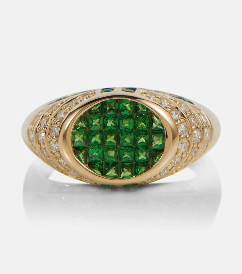 Rainbow K Lady Emerald 14kt gold ring with emerald and diamonds | LYBSTORE