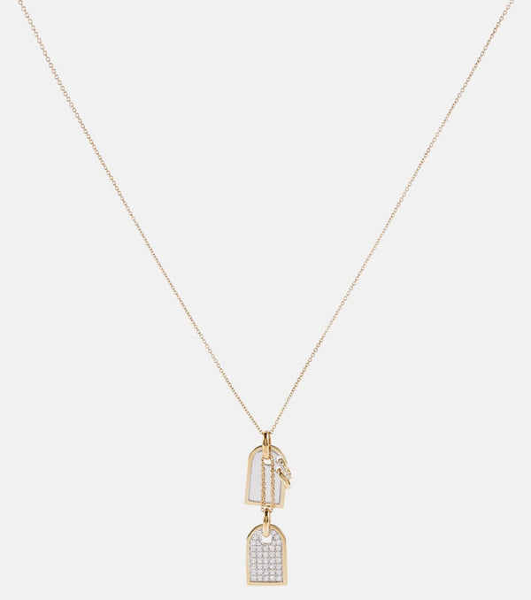 Rainbow K Medaille 9kt white and yellow gold necklace with diamonds | LYBSTORE