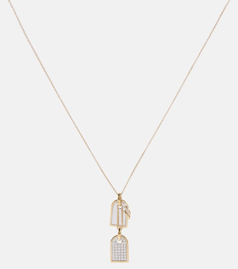 Rainbow K Medaille 9kt white and yellow gold necklace with diamonds | LYBSTORE