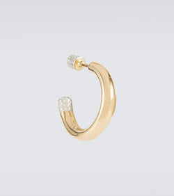 Rainbow K Tube Small 14kt gold single earring with diamonds