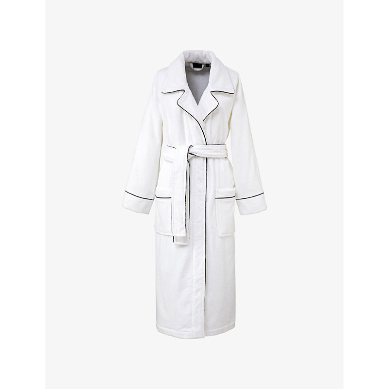 Ralph Lauren Home Piped-trim belted-waist cotton bath robe