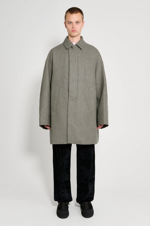 Random Identities Houndstooth Car Coat Beige