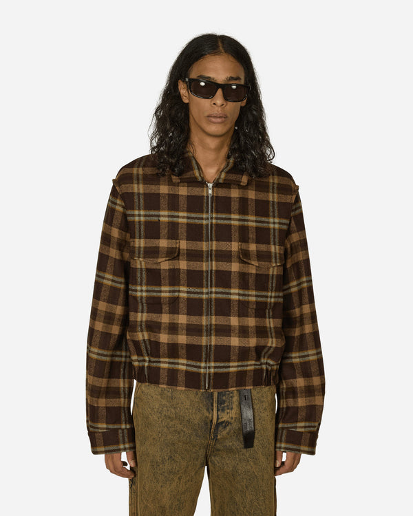 Random Identities Simmo Tartan Vintage Zip-Up Jacket Brown