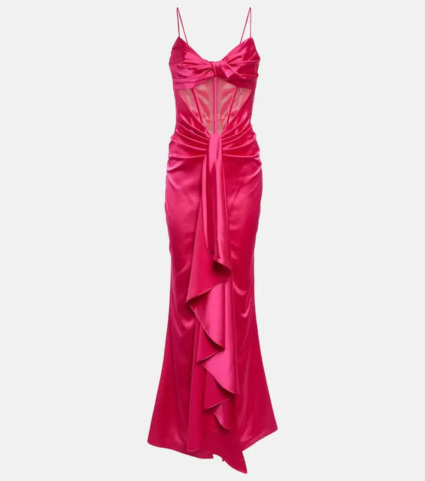 Rasario Draped corset satin gown | LYBSTORE