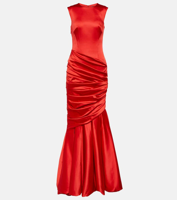 Rasario Satin fishtail maxi gown