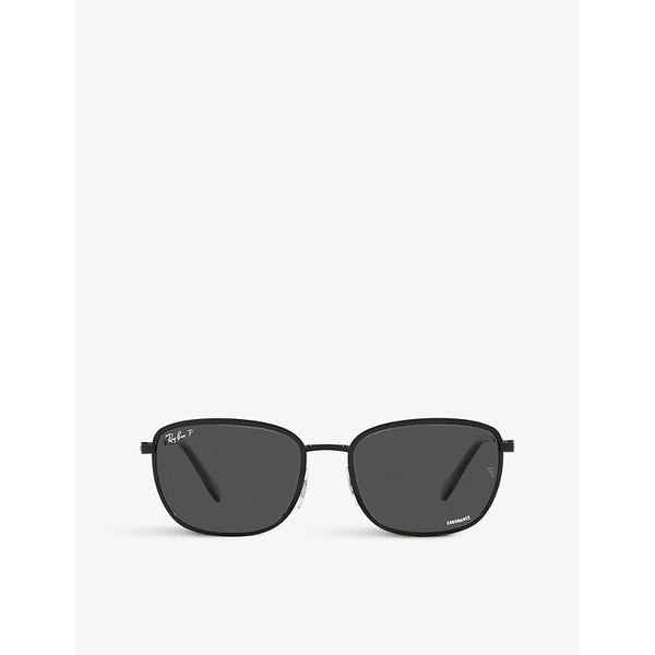 Ray-Ban RB3705 Chromance square-frame logo-embossed metal sunglasses | LYBSTORE