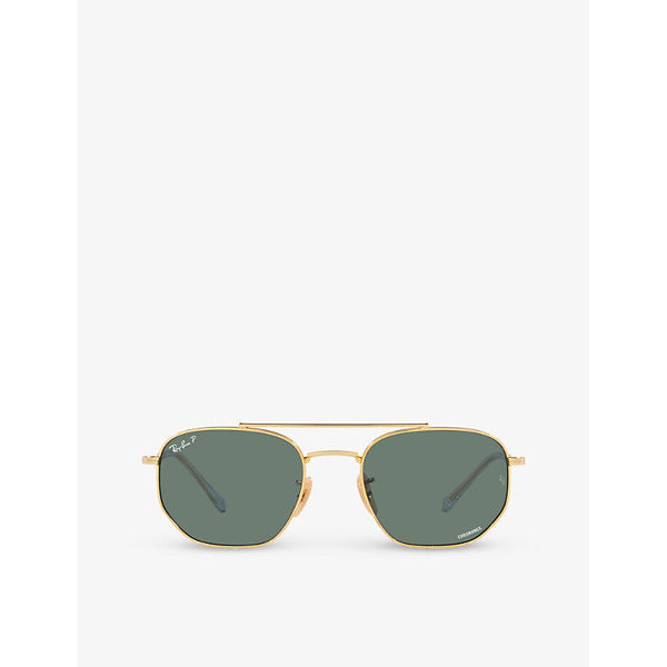 Ray-Ban RB3707 irregular-frame branded-lens metal sunglasses | LYBSTORE