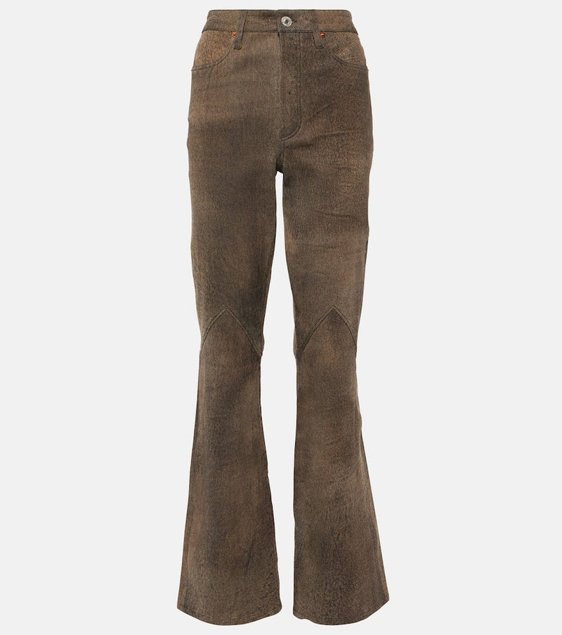 Re/Done High-rise leather bootcut jeans