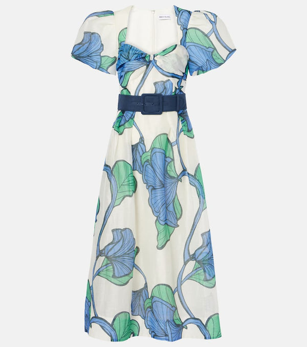 Rebecca Vallance Blue Ivy floral linen and silk midi dress