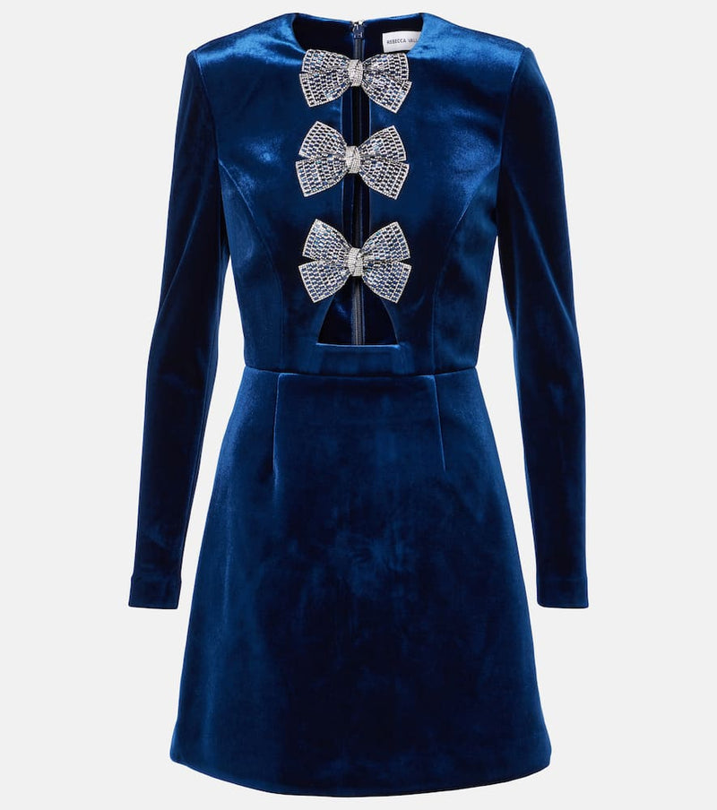 Rebecca Vallance Bow-detail velvet minidress