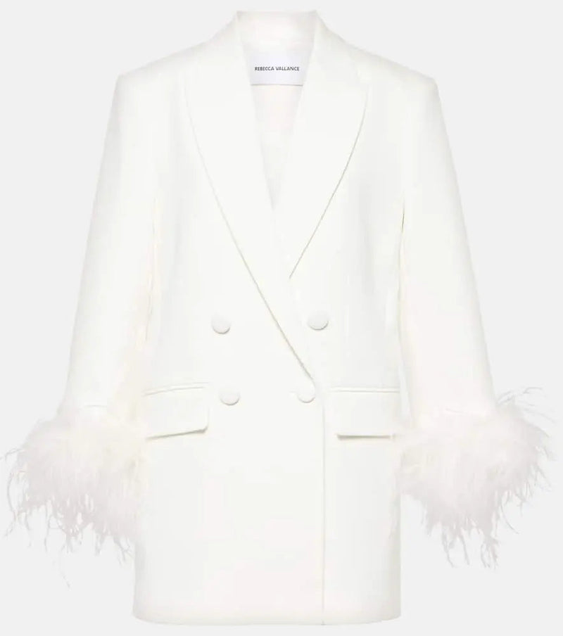 Rebecca Vallance Bridal Evelyn feather-trimmed blazer | LYBSTORE