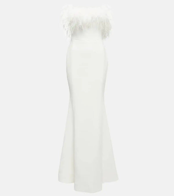 Rebecca Vallance Bridal Grace feather-trimmed gown | LYBSTORE